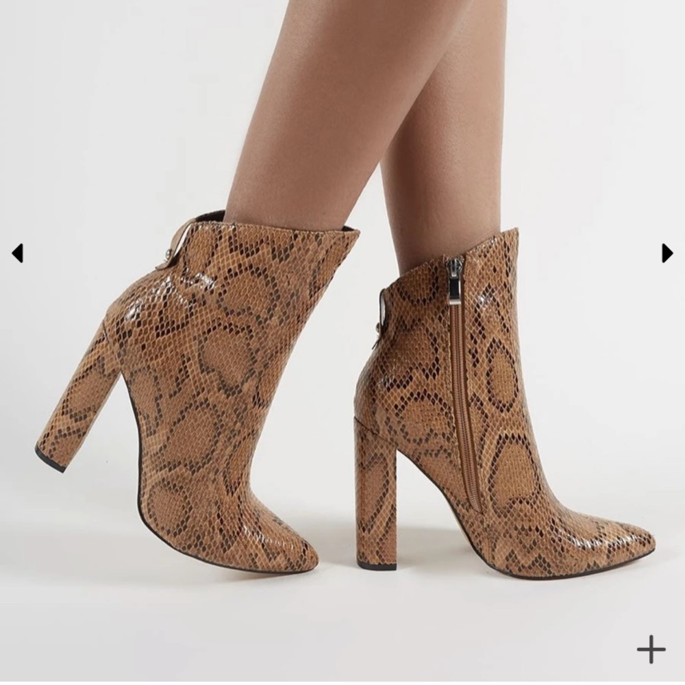 Snake print pointy ankle boot (Never Worn)